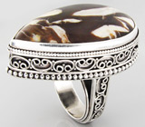 Массивное кольцо с "ореховой" яшмой Серебро 925