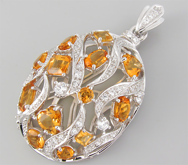 Кулон из коллекции "Sunshine" с золотистыми цитринами