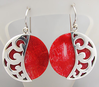 Серьги с красными кораллами