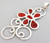 Крупный кулон с кораллами Серебро 925