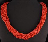 Колье в 20 нитей из кораллов 