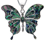 Крупный кулон "Бабочка" с радужным абалоном Серебро 925