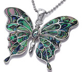 Крупный кулон "Бабочка" с радужным абалоном Серебро 925