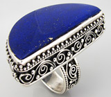 Массивное кольцо с небесно-синим лазуритом Серебро 925