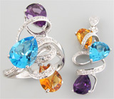 Комплект из коллекции "Sunshine" с цитринами, топазами, аметистами Серебро 925