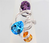 Комплект из коллекции "Sunshine" с цитринами, топазами, аметистами Серебро 925