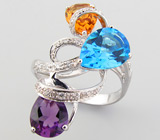 Комплект из коллекции "Sunshine" с цитринами, топазами, аметистами Серебро 925