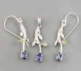 Комплект с танзанитами и перидотами Серебро 925