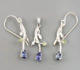 Комплект с танзанитами и перидотами Серебро 925