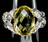 Прелестное кольцо с золотистым цитрином эффектной огранки Серебро 925