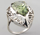 Филигранное кольцо с зеленым аметистом Серебро 925