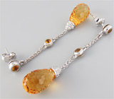 Серьги из коллекции "Sunshine" с бриолетами цитринов Серебро 925