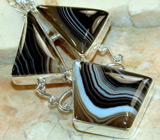 Крупный кулон с замечательными агатами Серебро 925