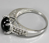 Стильное кольцо со звездчатым диопсидом и дымчатыми топазами Серебро 925