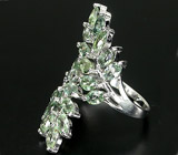 Элегантное кольцо с зелеными сапфирами Серебро 925