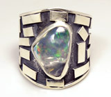 Кольцо с многоцветным мексиканским опалом Серебро 925