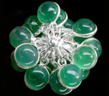 Оригинальный комплект с зелеными агатами Серебро 925
