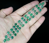 Оригинальный комплект с зелеными агатами Серебро 925