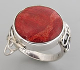 Кольцо с кораллом Серебро 925