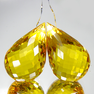 Пара лимонных цитринов на серьги 42,55 карат