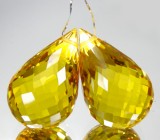Пара лимонных цитринов на серьги 42,55 карат 