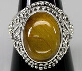 Стильное кольцо с тигровым глазом Серебро 925