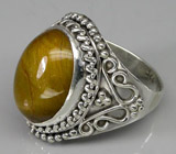 Стильное кольцо с тигровым глазом Серебро 925