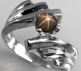 Элегантное кольцо со звездчатым сапфиром Серебро 925
