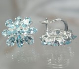 Серьги с голубыми топазами Серебро 925