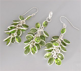 Комплект с гроздьями перидотов Серебро 925