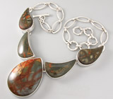 Стильное колье с яшмой Серебро 925