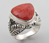 Кольцо с кораллом Серебро 925