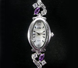 Часы с браслетом, инкрустированным аметистами и топазами Серебро 925
