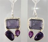 Интересные серьги с аметистами Серебро 925