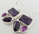 Интересные серьги с аметистами Серебро 925