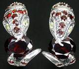 Серьги "Кобра" с гранатами Серебро 925