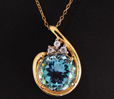 Кулон из коллекции "Mia" с голубым топазом и цирконами + цепочка Серебро 925