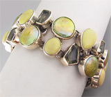 Браслет с опалами, цитринами и пузырчатым жемчугом Серебро 925