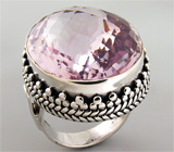 Кольцо с крупным розовым аметистом Серебро 925