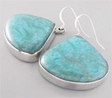 Крупные серьги с ларимаром Серебро 925