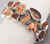 Браслет с рутиловым кварцем, самородной медью и перламутром Серебро 925