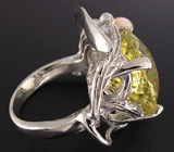 Кольцо с цитрином и жемчугом, инкрустированным бриллиантом Серебро 925