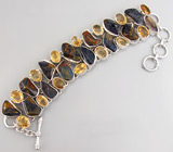 Браслет с петерситами и цитринами Серебро 925