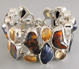 Браслет с петерситами и цитринами Серебро 925