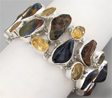 Браслет с петерситами и цитринами Серебро 925