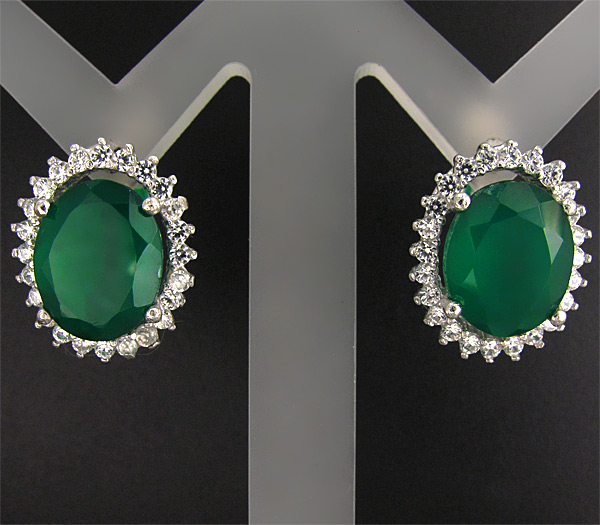 Серьги с зеленым агатом