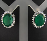 Серьги с зеленым агатом Серебро 925