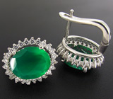 Серьги с зеленым агатом Серебро 925
