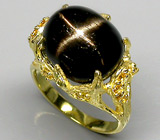 Кольцо из коллекции "Mia" с крупным звездчатым диопсидом Серебро 925