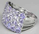 Замечательное кольцо с танзанитами Серебро 925